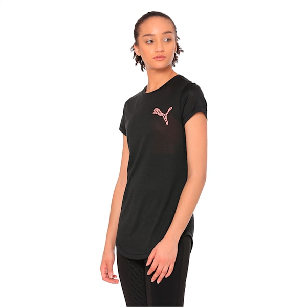 Heather Small Cat Women's Training Tee, Puma Black Heather, extralarge-IND