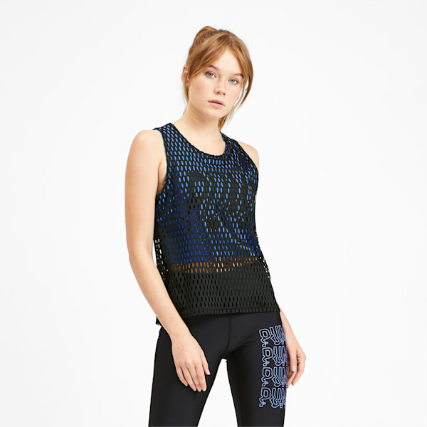 Playera sin mangas con malla para mujer SHIFT, Blue Glimmer, extralarge