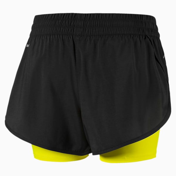 Last Lap Woven 2 in 1 dryCELL Women's Running Shorts, Puma Black-Yellow Alert, extralarge-IND