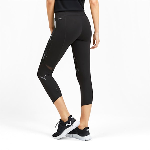 Graphic 3/4 Reflective Tec dryCELL Women's Running Tights, Puma Black-Reflective, extralarge-IND