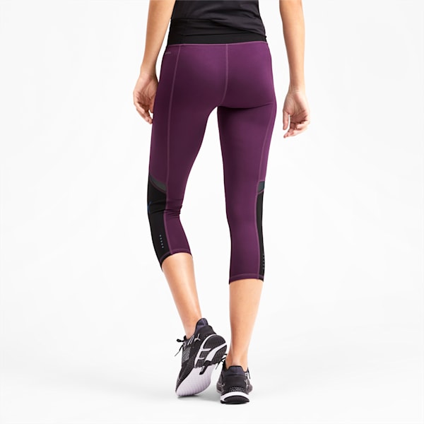 Women's Graphic 3/4 Leggings, Puma Black-Plum Purple, extralarge