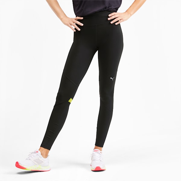 IGNITE Women's Running Tights, Puma Black-Yellow Alert, extralarge-IND