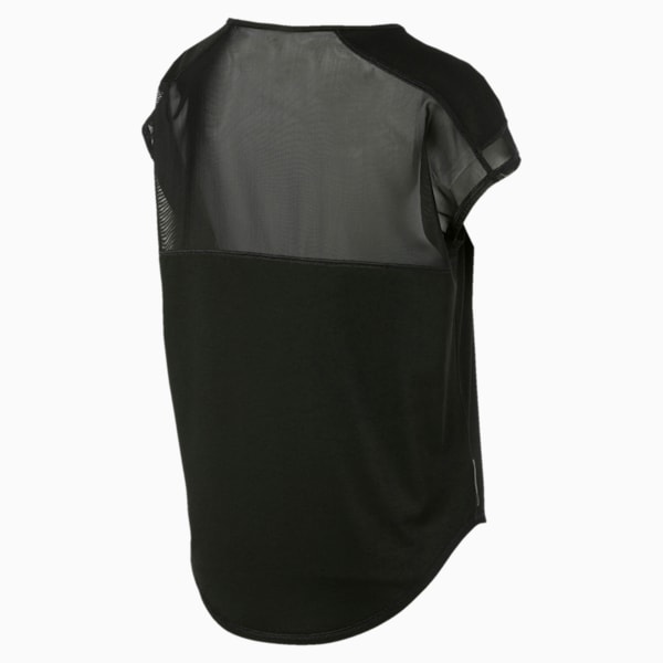Studio Women's Mesh Cat Tee, Puma Black-Yellow Alert, extralarge
