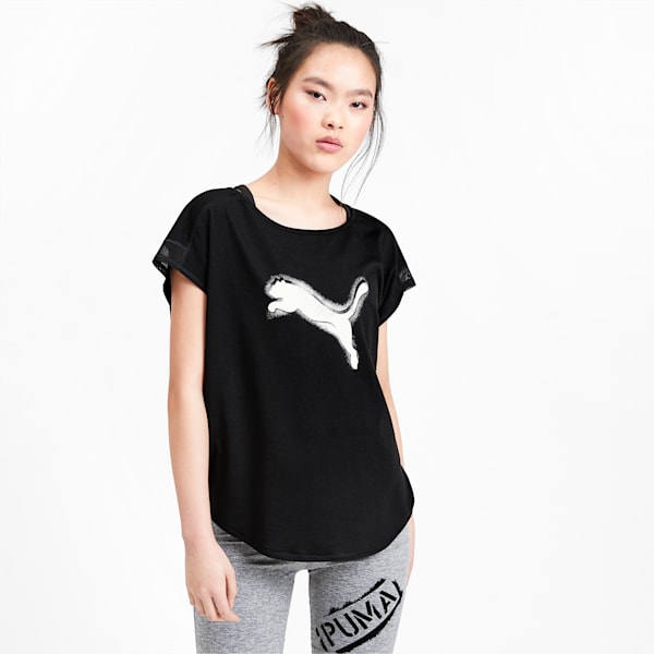 Studio Mesh Cat dryCELL Training T-Shirt, Puma Black-Yellow Alert, extralarge-IND