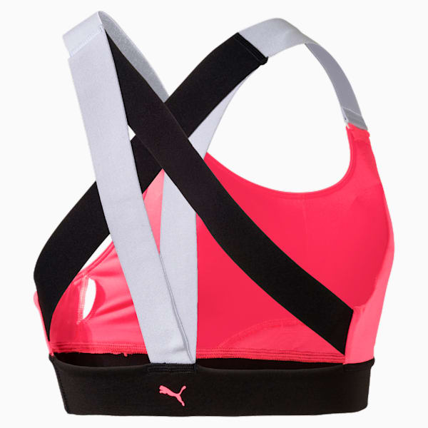 Feel It Women's Mid Impact Bra, Pink Alert-Puma Black-White, extralarge