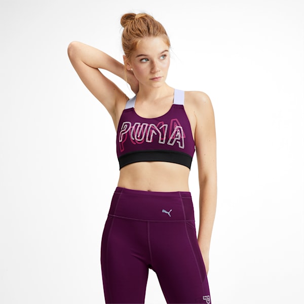 Feel It Women's Mid Impact Bra, Plum Purple, extralarge