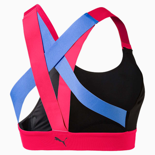 Feel It Women's Mid Impact Training Bra, Puma Black-Nrgy Rose, extralarge-IND