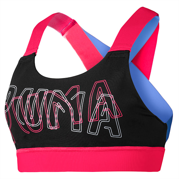 Feel It Women's Mid Impact Training Bra, Puma Black-Nrgy Rose, extralarge-IND