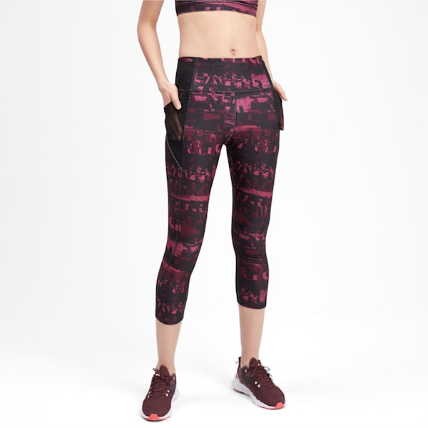 Be Bold All-Over Print 3/4 dryCELL Women's Training Tights, Vineyard Wine, extralarge-IND
