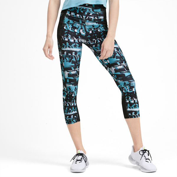 Be Bold AOP Women's 3/4 Leggings, Milky Blue, extralarge