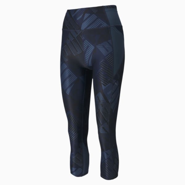 Be Bold AOP Women's 3/4 Leggings, Dark Denim-Be Bold Q1 Prt, extralarge