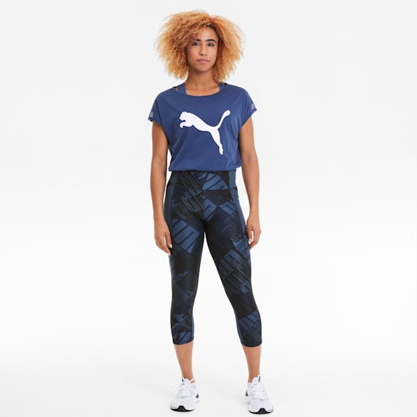 Be Bold AOP Women's 3/4 Leggings, Dark Denim-Be Bold Q1 Prt, extralarge