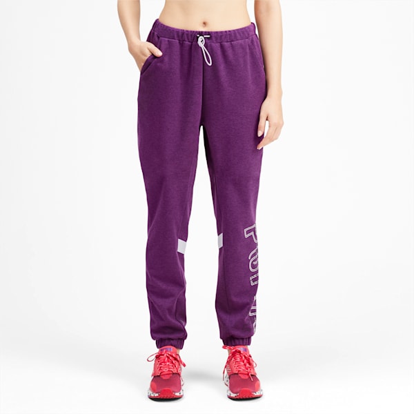 HIT Feel It Women's Sweatpants, Plum Purple Heather-Puma White, extralarge