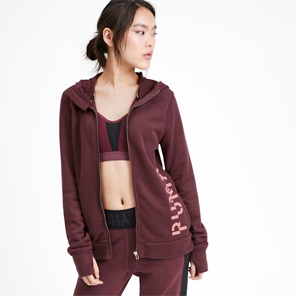 Logo Women's Sweat Jacket, Vineyard Wine Heather, extralarge