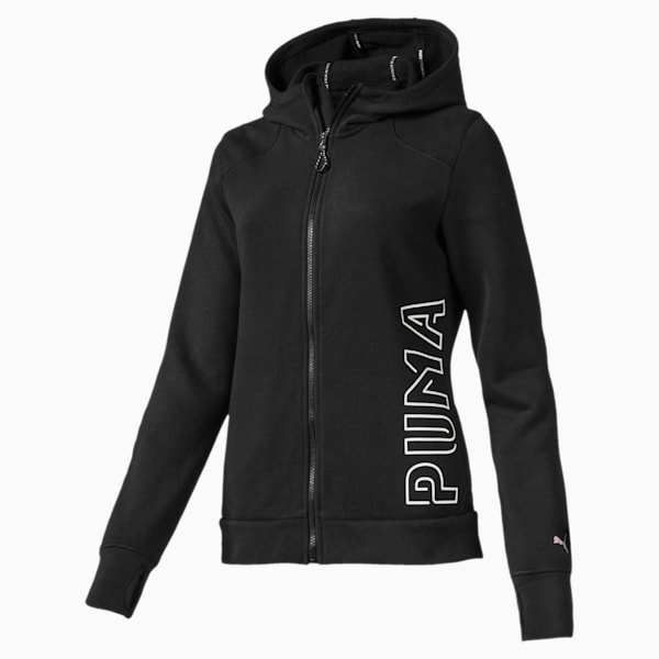 Logo Women's Sweat Jacket, Puma Black-Q4, extralarge