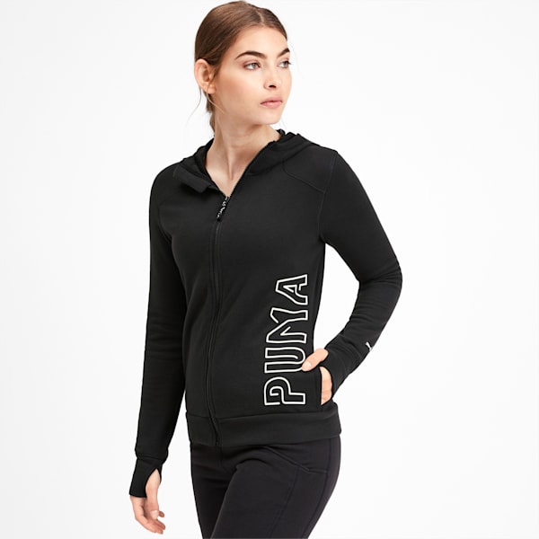 Logo Women's Sweat Jacket, Puma Black-Q4, extralarge