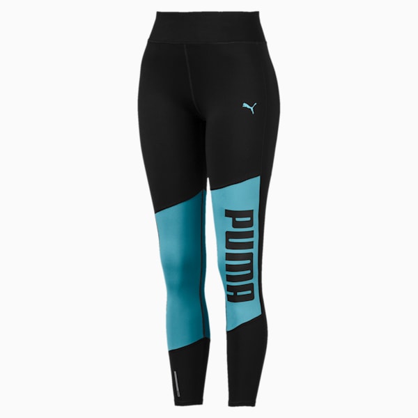 Logo Graphic Women's 7/8 Leggings, Puma Black-Milky Blue, extralarge