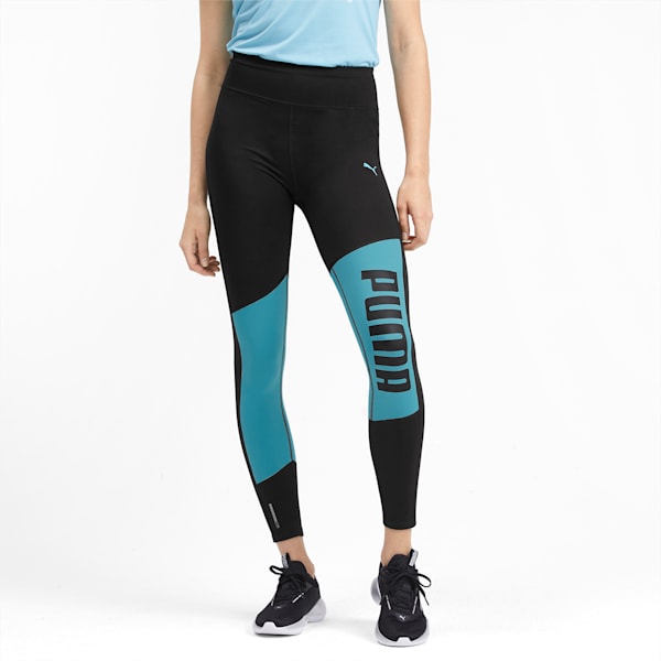 Logo Graphic Women's 7/8 Leggings, Puma Black-Milky Blue, extralarge