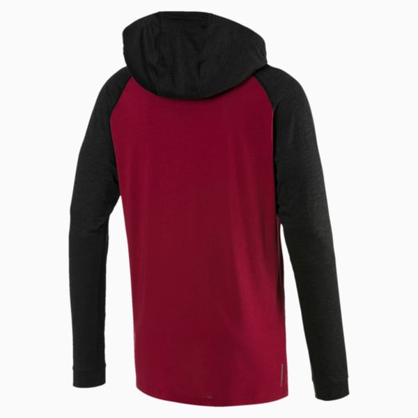 Collective Men's Long Sleeve Hooded Tee, Rhubarb-Puma Black Heather, extralarge