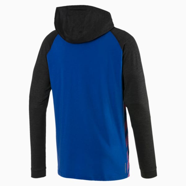 Collective Men's Long Sleeve Hooded Tee, Galaxy Blue-Puma Black Heather, extralarge