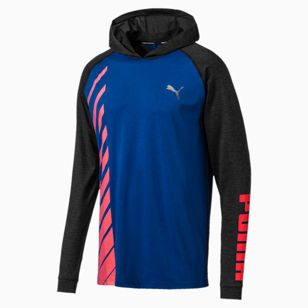 Collective Men's Long Sleeve Hooded Tee, Galaxy Blue-Puma Black Heather, extralarge