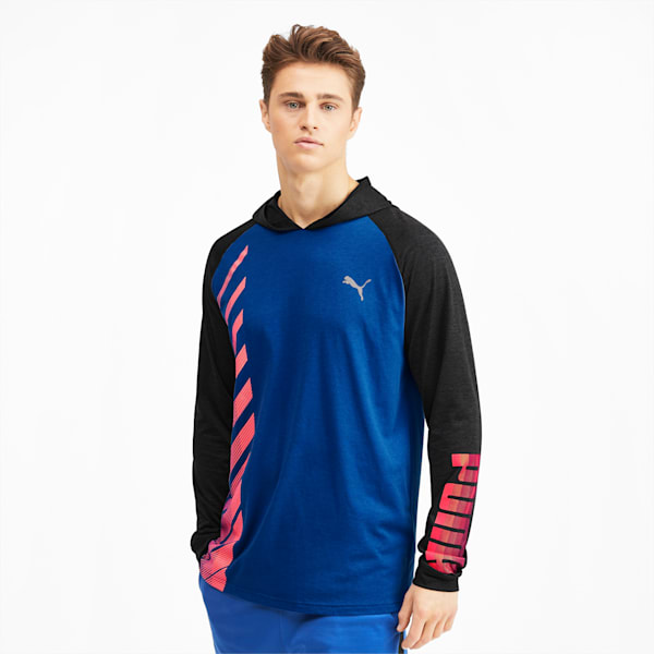 Collective Men's Long Sleeve Hooded Tee, Galaxy Blue-Puma Black Heather, extralarge