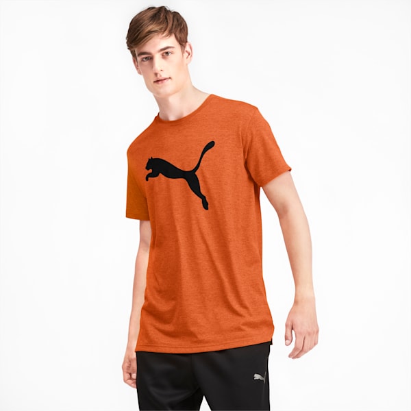 PUMA Cat Men's Heather Tee, Jaffa Orange Heather, extralarge