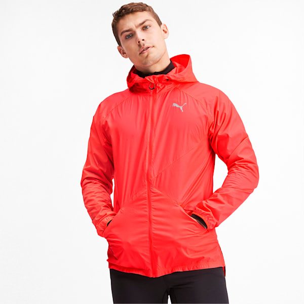 Lightweight Woven Hooded Men's Running Jacket, Nrgy Red, extralarge-IND