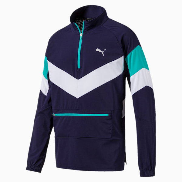 Reactive Men's Packable Jacket, Peacoat-Blue Turquoise-Puma White, extralarge