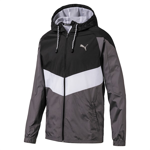 Reactive Men's Woven Jacket, Puma Black-CASTLEROCK-Puma White, extralarge