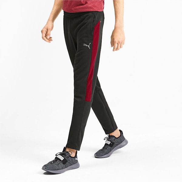 PUMA Cat Men's Training Sweatpants, Puma Black-Rhubarb, extralarge-IND