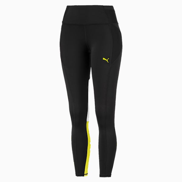 Feel It Women's 7/8 Leggings, Puma Black-Yellow Alert, extralarge