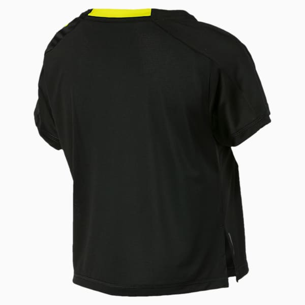 BE BOLD ロゴグラフィック SS ウィメンズ トレーニング Tシャツ (半袖), Puma Black-Yellow Alert, extralarge-JPN