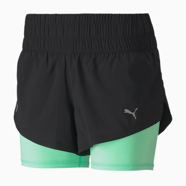 Last Lap 2-in-1 Women's Shorts, Puma Black-Green Glimmer, extralarge