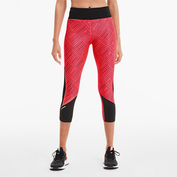 Last Lap Graphic Women's 3/4 Leggings, Ignite Pink-Puma Black, extralarge