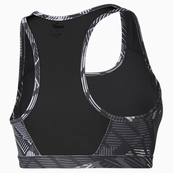 4Keeps Graphic Women's Mid Impact Bra, Puma Black-White-Be Bold Prt, extralarge