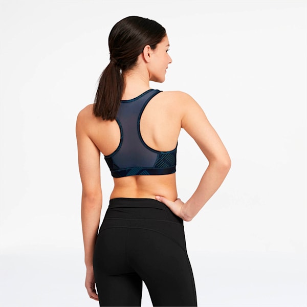 4Keeps Graphic Women's Mid Impact Bra, Dark Denim-Be Bold Q1 Prt, extralarge
