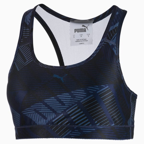 4Keeps Graphic Women's Mid Impact Bra, Dark Denim-Be Bold Q1 Prt, extralarge