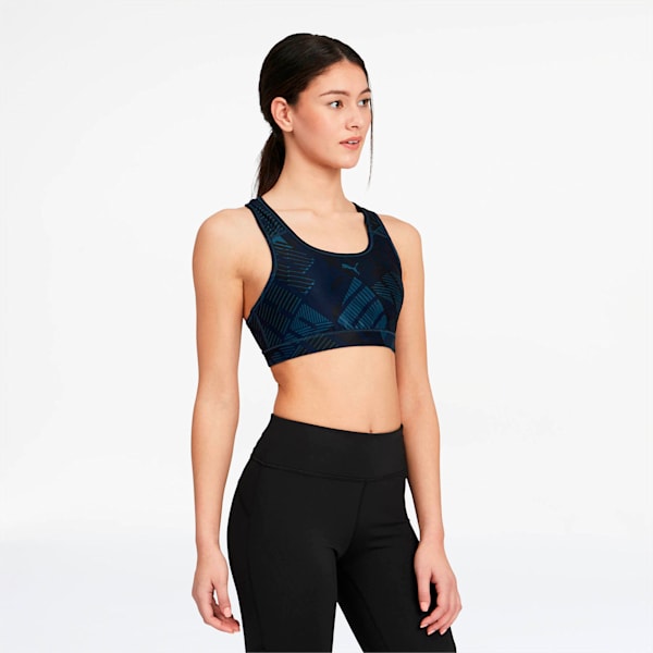 4Keeps Graphic Women's Mid Impact Bra, Dark Denim-Be Bold Q1 Prt, extralarge