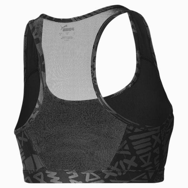 4Keeps Graphic Women's Mid Impact Bra, Puma Black-Q2 Prt, extralarge
