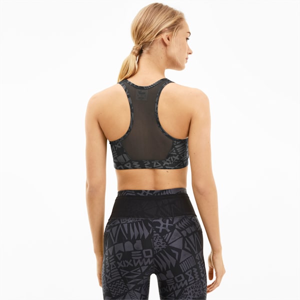 4Keeps Graphic Women's Mid Impact Bra, Puma Black-Q2 Prt, extralarge