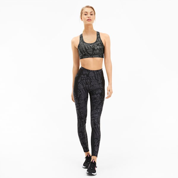 4Keeps Graphic Women's Mid Impact Bra, Puma Black-Q2 Prt, extralarge