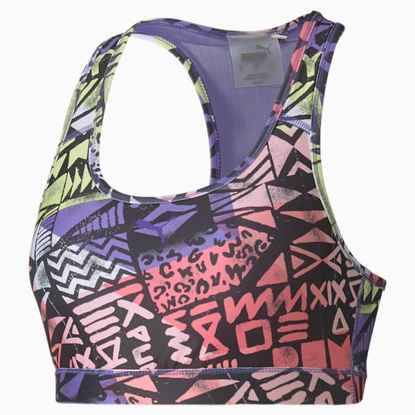 4Keeps Graphic Women's Mid Impact Bra, Purple Corallites-Multi Q2 Prt, extralarge