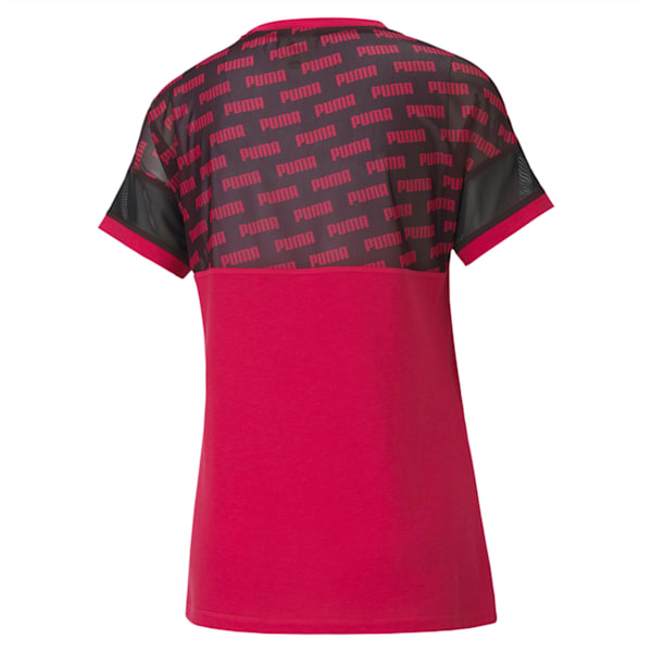 Feel It Mesh Logo Women's Training Tee, BRIGHT ROSE-Puma Black, extralarge-IND