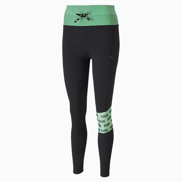 Feel It Women's Mesh 7/8 Leggings, Puma Black-Green Glimmer, extralarge