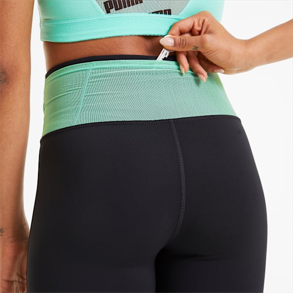 Feel It Women's Mesh 7/8 Leggings, Puma Black-Green Glimmer, extralarge