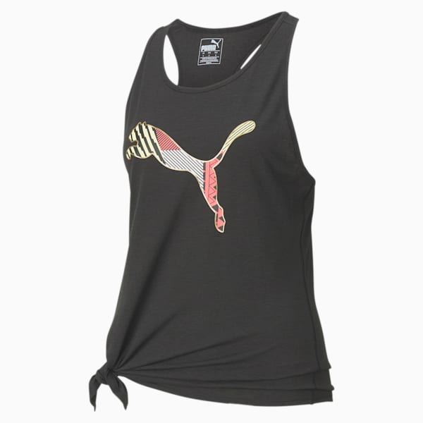 Women's Tie Logo Tank, Puma Black-Q2 Cat, extralarge