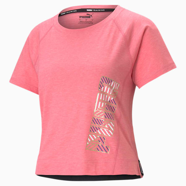 Logo Elastic Women's Training Tee, Bubblegum-Q2 PUMA, extralarge