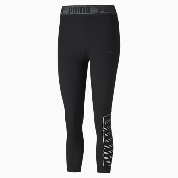 Logo Elastic Women's 3/4 Leggings, Puma Black, extralarge