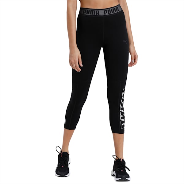 Logo Elastic Women's 3/4 Tights, Puma Black, extralarge-IND